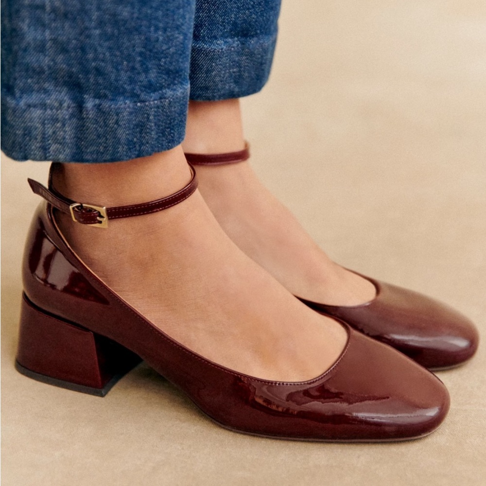 SEZANE Mélanie Mary Janes Patent Purple - Size 6,5